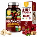 Supplément nutritionnel de mannose D de qualité supérieure pour les femmes et les hommes [Max Strength, 1350MG] Mannose D naturel avec canneberge, Hibiscus et Dandelion pour la santé urinaire, 120 Comte