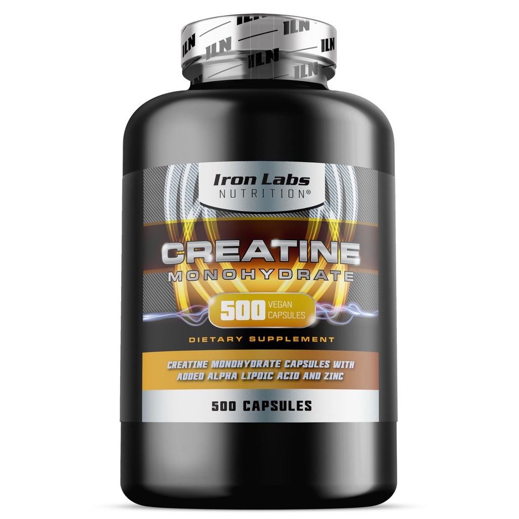 Iron Labs Nutrition Creatine Monohydrate (500 Kapseln) - 3900mg pro Servieren - Unvorteilte Kapseln - High Strength Creatine für Männer & Frauen