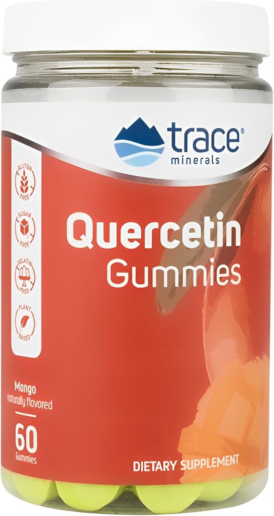 Trace Minerals Quercetin - Antioxidante Ergänzung unterstützt Immun- & Zelluläre Gesundheit - essentielle Nährstoffe Ergänzung unterstützt Mineralabsorption & Herz-Kreislauf Gesundheit - Mango, 60 Gummie