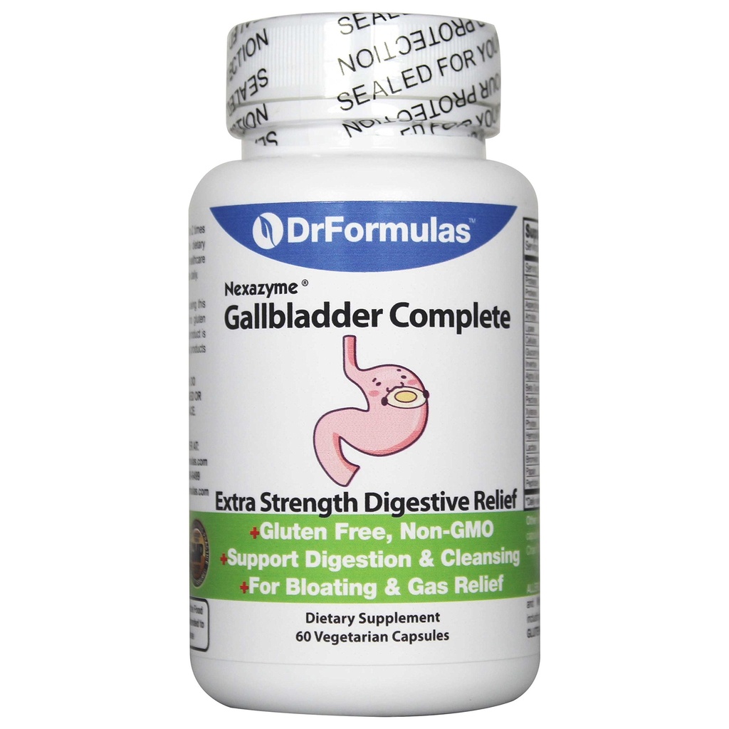DrFormulas 18 Verdauungsenzyme zur Unterstützung von Gallenblase und Pankreasenzymen mit Amylase, Protease, Lipase, Lactase, Cellulase, Bromelain 60 Kapseln