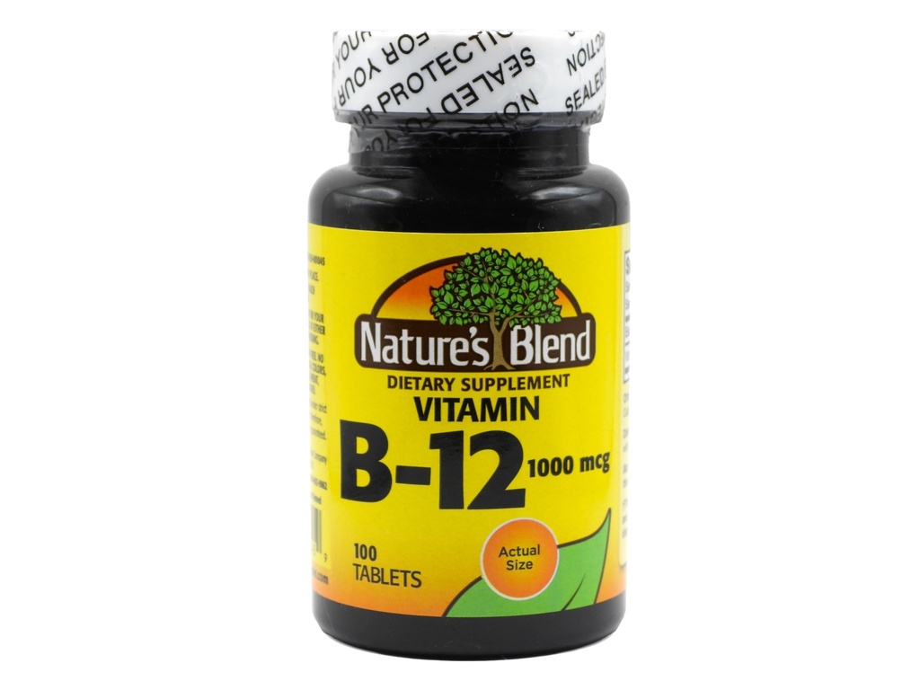 Mélange naturel de vitamine B-12 1000 MCG, 100 comprimés - stimule l'énergie, soutient la santé nerveuse, améliore le métabolisme et favorise la formation de globules rouges