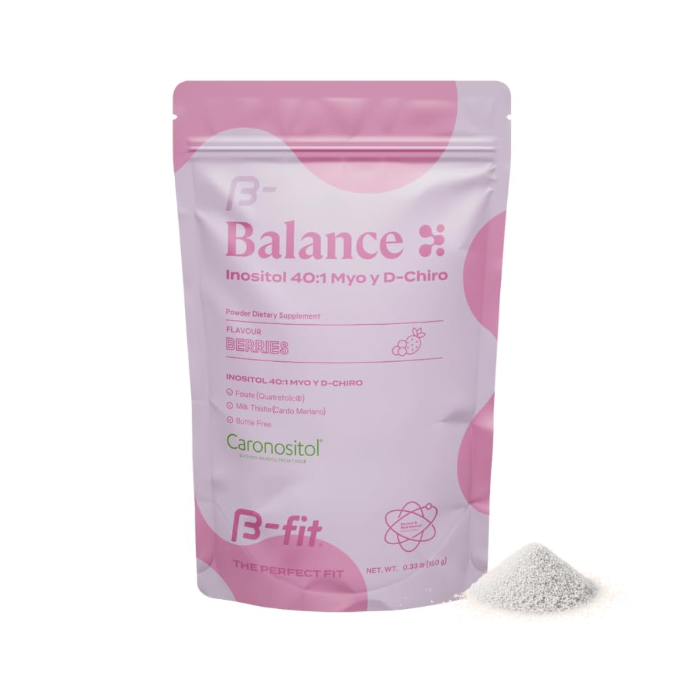 B-FIT B Inositol Balance - Inositol 40:1 Myo & D-Chiro - Supports Hormone Balance and Ovarian Health - Powdered Food Supplement - Berry Flavor - Folic Acid - 150g