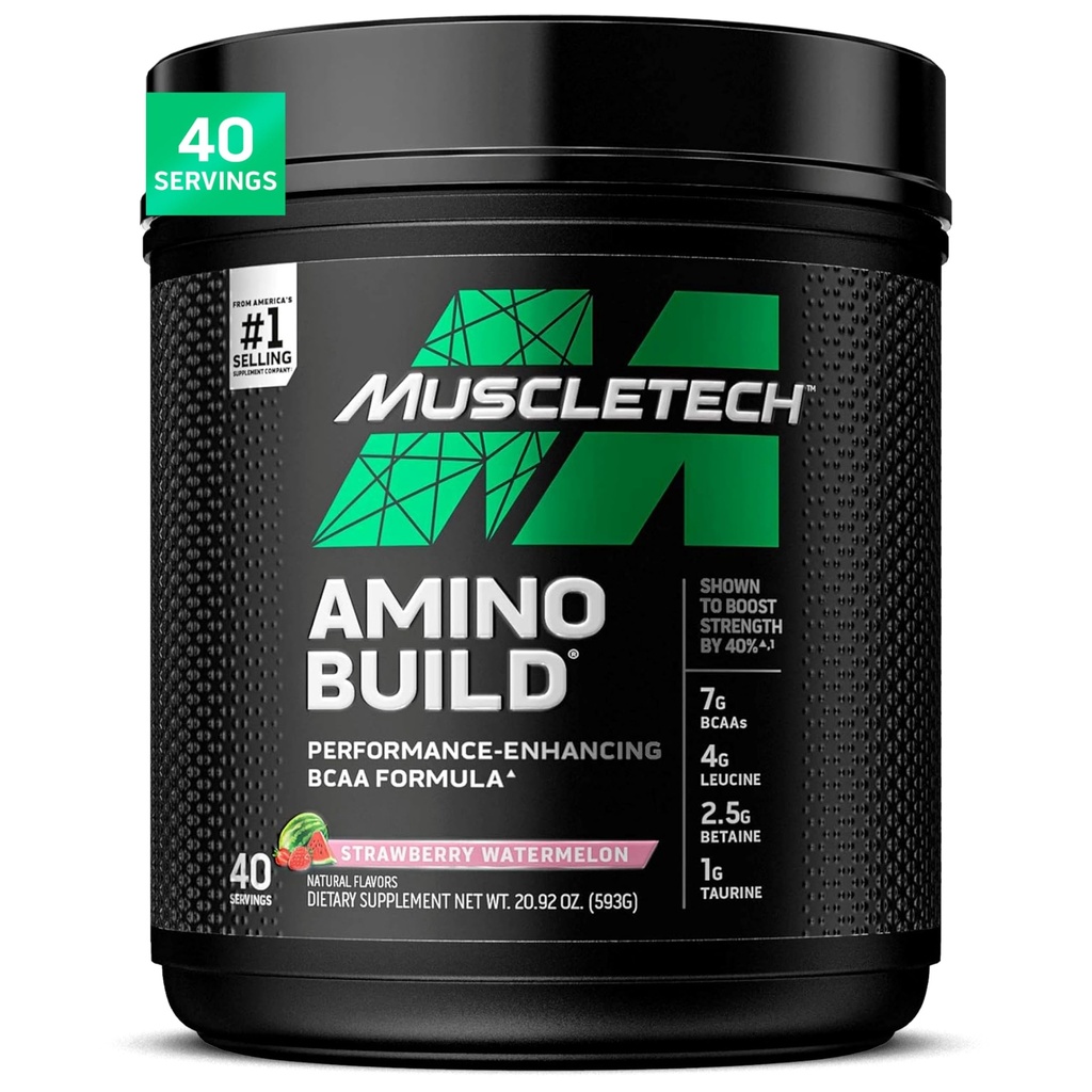 Technologie musculaire BCAA Acides aminés + Poudre d'électrolyte 7g de BCAAs + Electrolytes Support de la BCAA Construire Lean Muscle & Boost Endurance de la fraise Pastèque de fraise 593 grammes