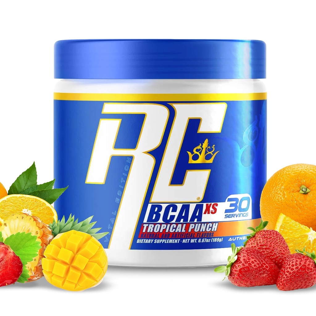 Ronnie Coleman's BCAA XS Pulver mit EAAs, verzweigte Kette Aminosäuren Post Workout Muskel-Recovery, Sugar Free Hydration Drink für Frauen und Männer, Tropical Punch, 30 Portionen