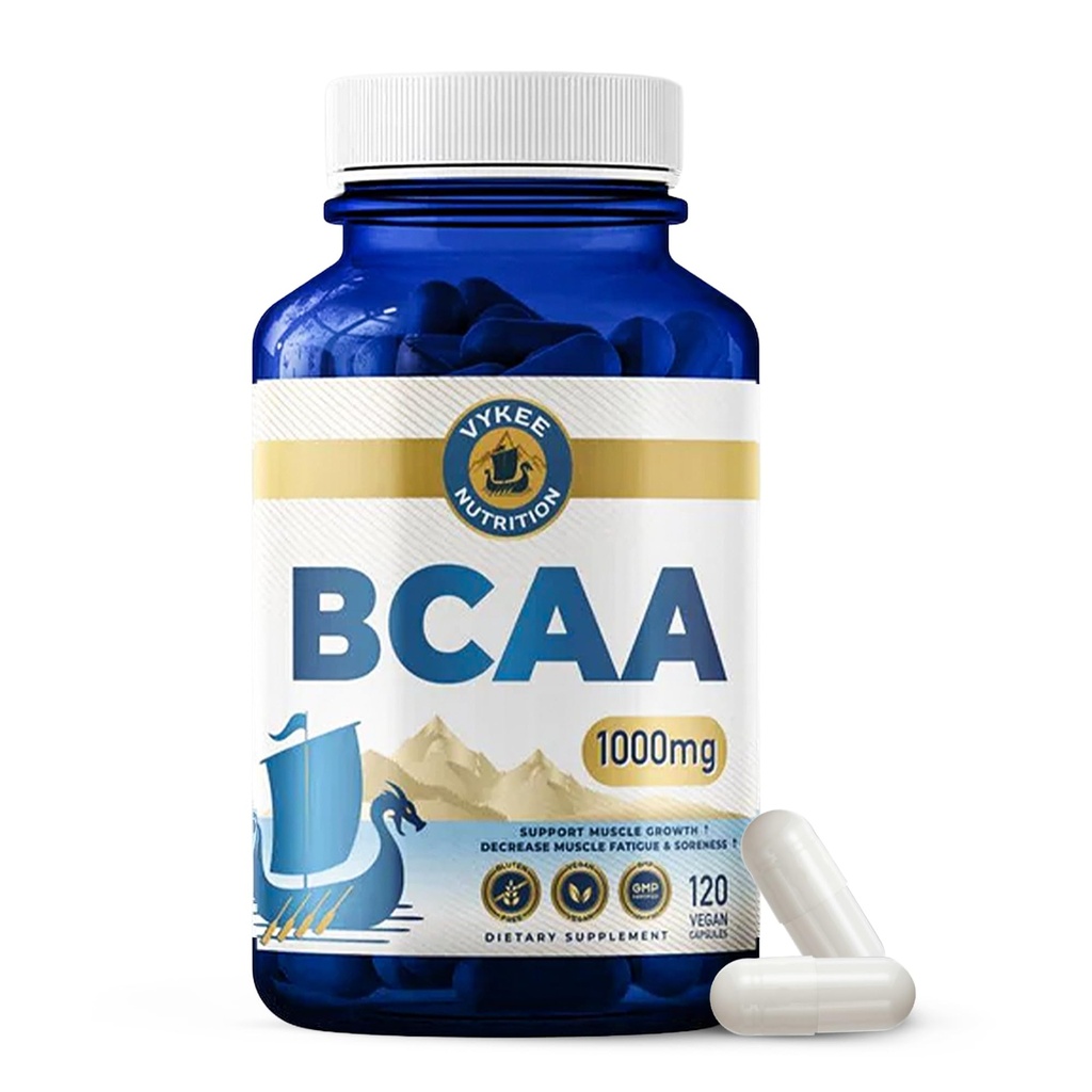 Vykee Nutrition BCAA Kapseln – Unterstützt Muskelwachstum, Erholung, & Proteinsynthese – Vegan, Non-GMO, Gluten-Free – 1.000 mg, 120 Count