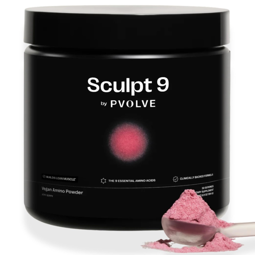 PVOLVE Sculpt 9 EAA & BCAA Pulver für Damen | Sehr Berry Flavor | Essential Amino Acids Supplement für Lean Muscle, Recovery & Strength | Non-GMO
