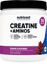 Nutricost Créatine + Aminos 30 portions (arôme de raisin) - 5 000mg Créatine monohydraté + 5000mg Amino BCAA Blend par portion