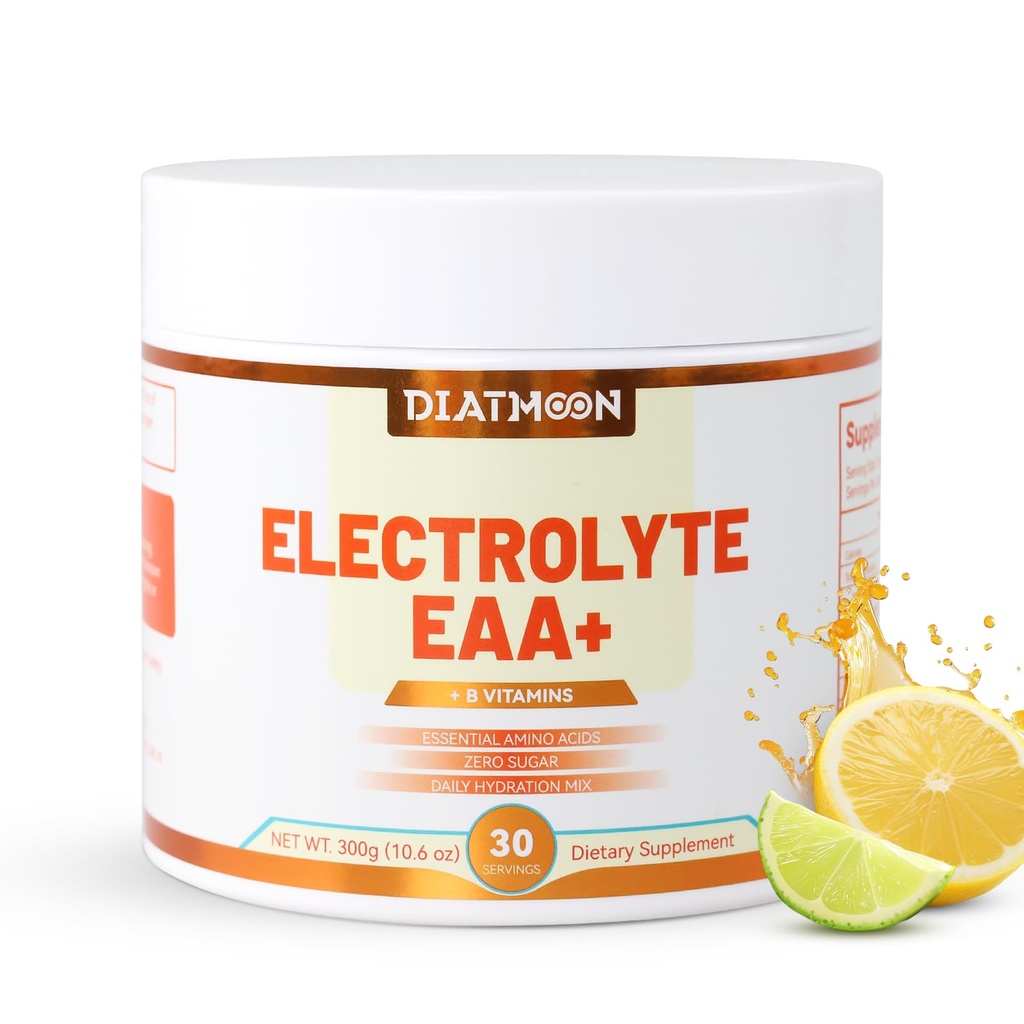 EAA Poudre d'électrolytes, supplément d'acides aminés essentiels, EAA et BCAA, avec B-Vitamines et Minéraux – Supplément de boisson d'hydratation, Keto Friendly, Pas de sucre- 30 portions