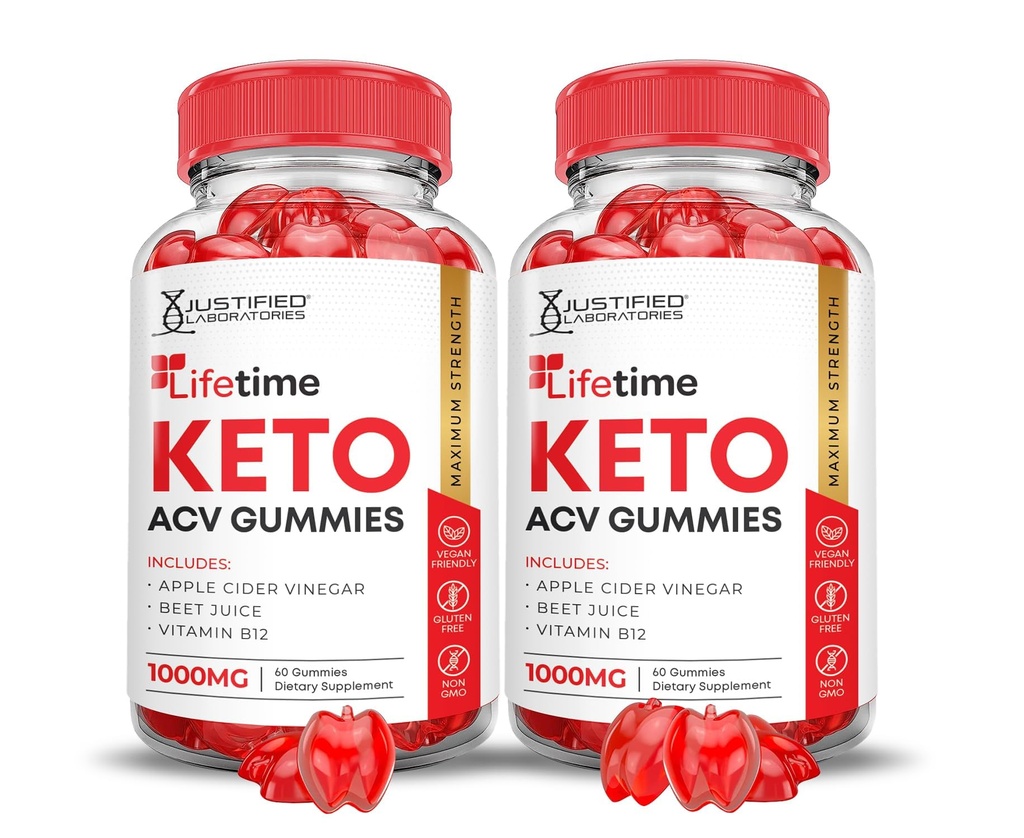 (2 Pack) Lebenszeit Keto ACV Gummies Fortgeschrittene Formel 1000MG Lebenszeit Keto Gummies Apfel Apfel Apfelessig Formuliert mit Granatapfel-Fettsaft Pulver B12 Vegan Non GMO 120 Gummys