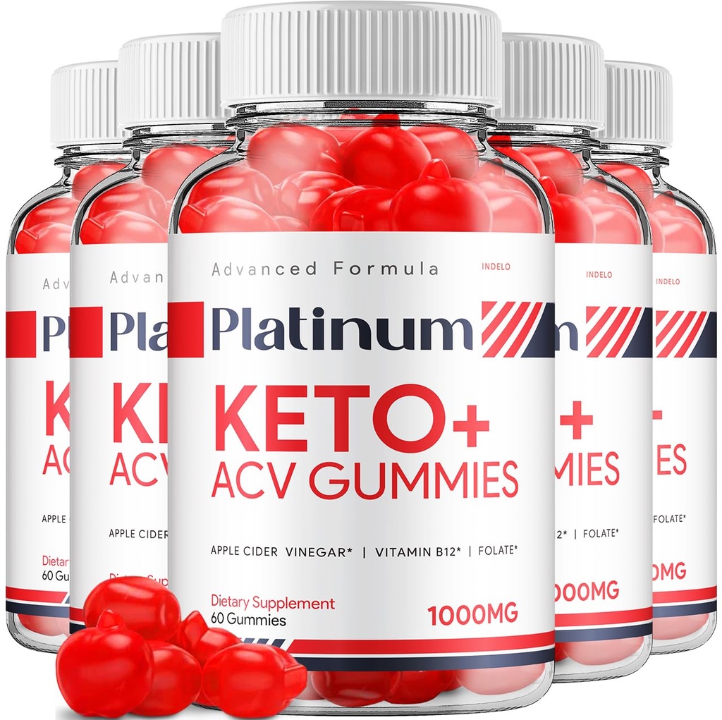 (5 Pack) Platinum Keto ACV Gummies - Advanced Formula Platinum Keto Plus ACV Gummis Apple Cider Essig Platinum ACV Gummies Nahrungsergänzungsmittel Bewertungen Männer Frauen (300 Gummi)