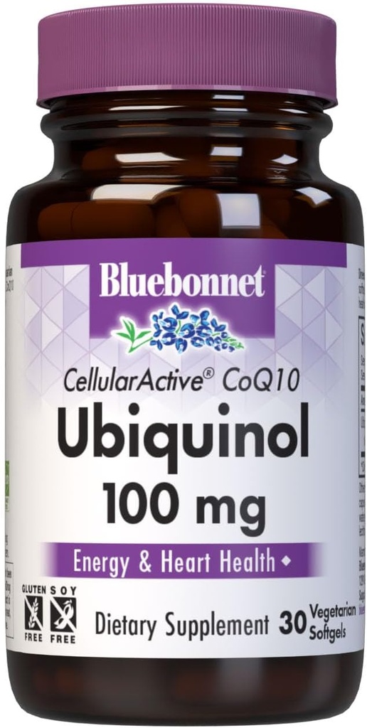 Bluebonnet Nutrition Cellular Active CoQ10 Ubiquinol 100 mg, Energy & Heart Health*, Non-GMO, Glutenfrei, Sojafrei, Vegetarisch Freundlich, 30 Gemüse Softgel, 30 Servietten