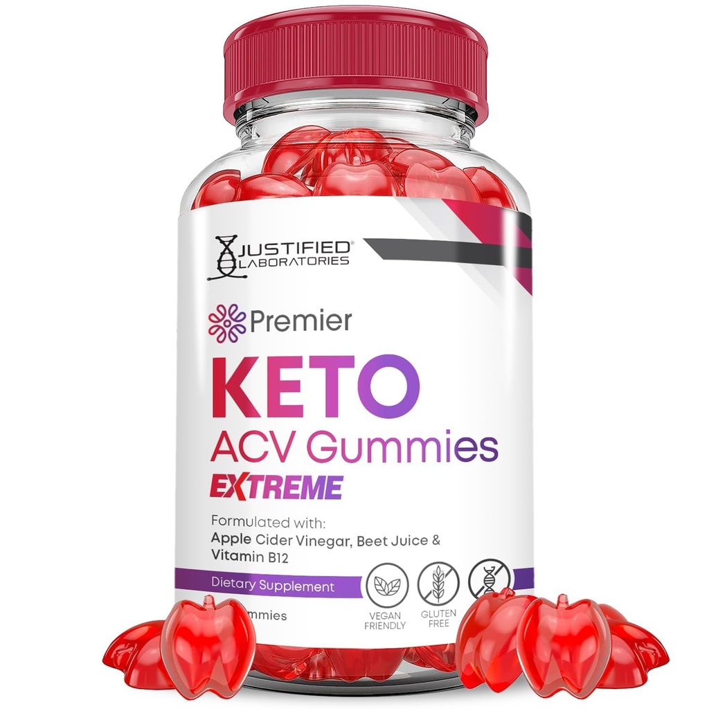Premier Keto ACV Gummies Extreme 2000MG Premier Keto Gummis Apfel Apfelessig Formuliert mit Granatapfel Rübensaft Pulver B12 Vegan Non GMO 60 Gummys