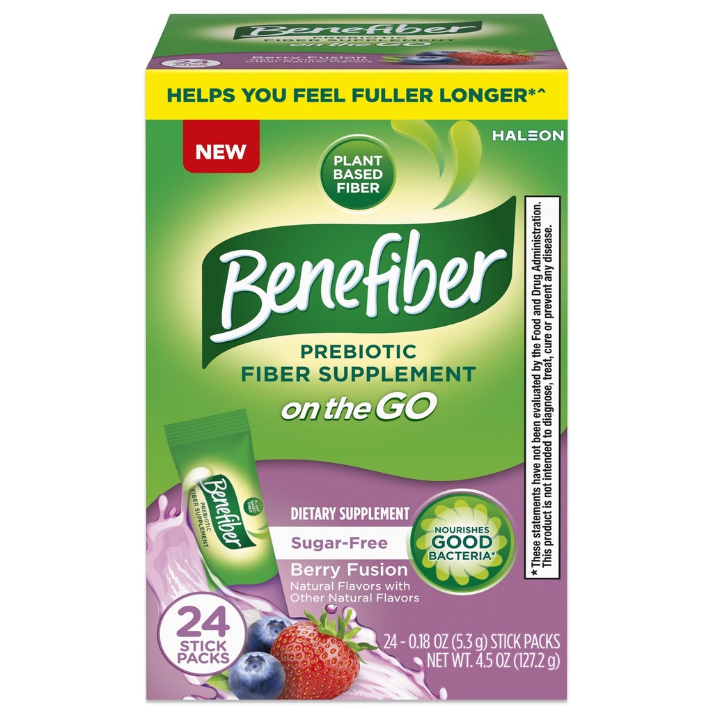 Benefiber GLP-1 Friendly Fiber Supplement, Berry Fusion, Sur les paquets de bâtons, 24 Compte
