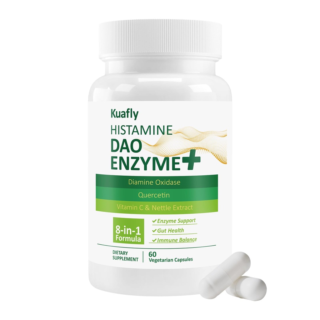 DAO ergänzt Histamin Blocker – DAO Enzyme + Diamine Oxidase & Quercetin, Immortelle, Vitamin C für Gut Gesundheit und Nahrungsunterstützung 60 Kapseln