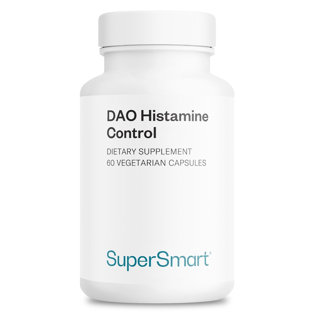 Supersmart DAO Histamin Control (High Potency) - Mikroverkapselte Pea Sprouts DAO Enzyme - Verbessert mit Quercetin & Vitamin C - Diamine Oxidase Supplement | Vegan - 60 vegetarische Kapseln