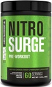 Jacked Factory NITROSURGE Pre Workout Supplement - Endless Energy, Instant Strength Gains, Clear Focus, Intensivpumpen - NO Booster & Powerful Preworkout Energy Powder - 60 Portionen, Arctic White
