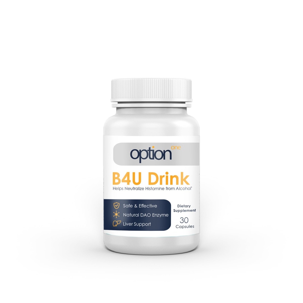 Option 1 boisson B4U - Soutien du foie DAO Enzyme Plus - 30 capsules - Diamine Oxidase