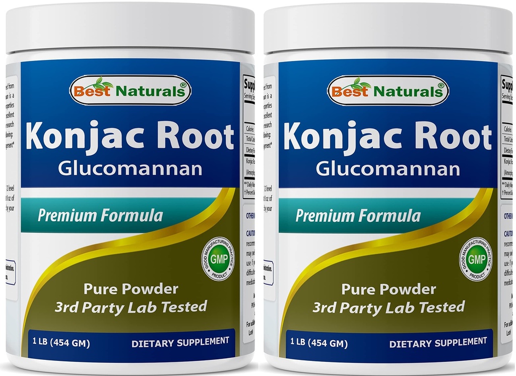 Meilleures naturelles 2 Pack Konjac Glucomannan Racine 1 Pound - 2000 mg par portion - (Total 2 Pound)