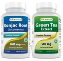 Konjac Glucomannan Root 2000 mg et extrait de thé vert 500 mg