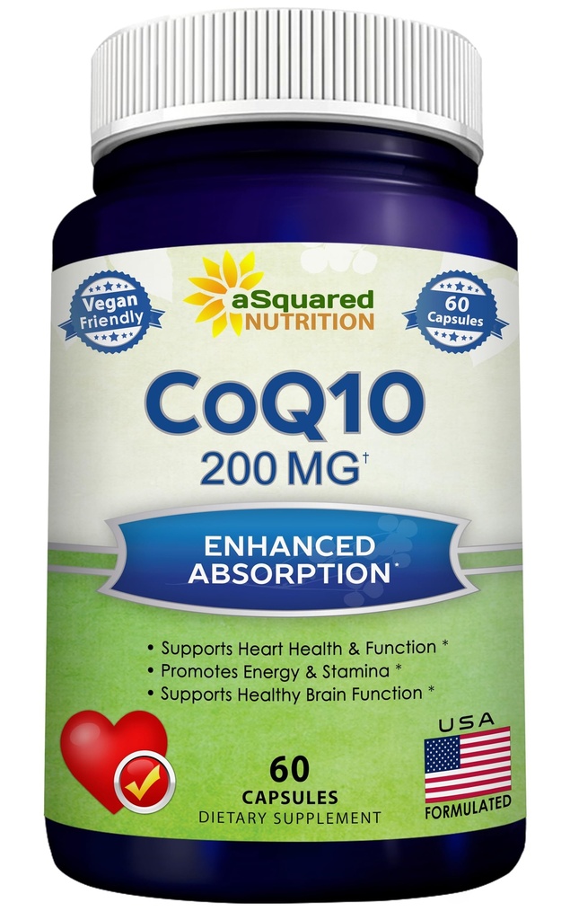 CoQ10 200mg - 60 Capsules - Co Q 10 Supplement - Coenzyme Q10 Pills - CQ10