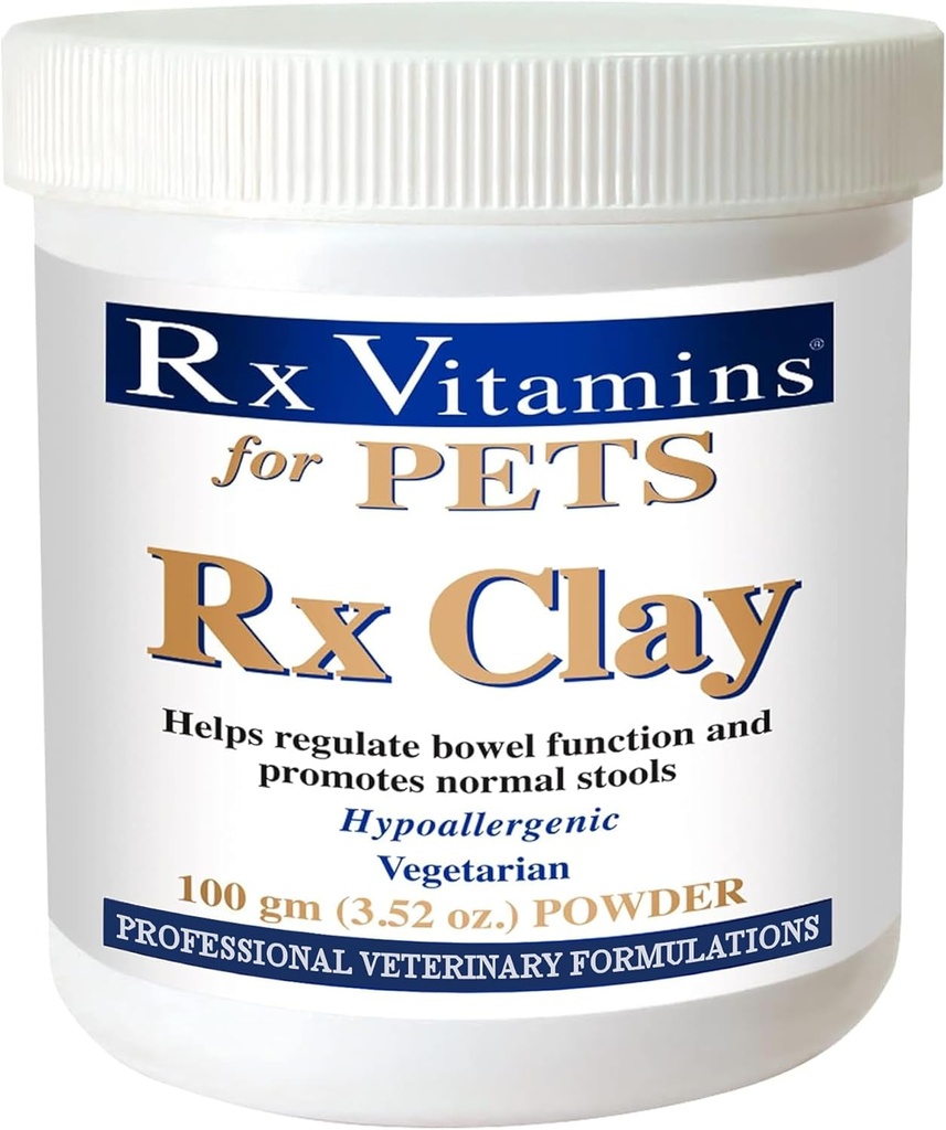 Rx Vitamine Rx Clay Pulver für Haustiere - Anti-Gas & Anti-Diarrhoe für Hunde & Katzen - Tier Verdauungs-Gesundheit &amp; Hocker-Unterstützung - Cat & Dog Supplement für Elimination- 3.52 oz.