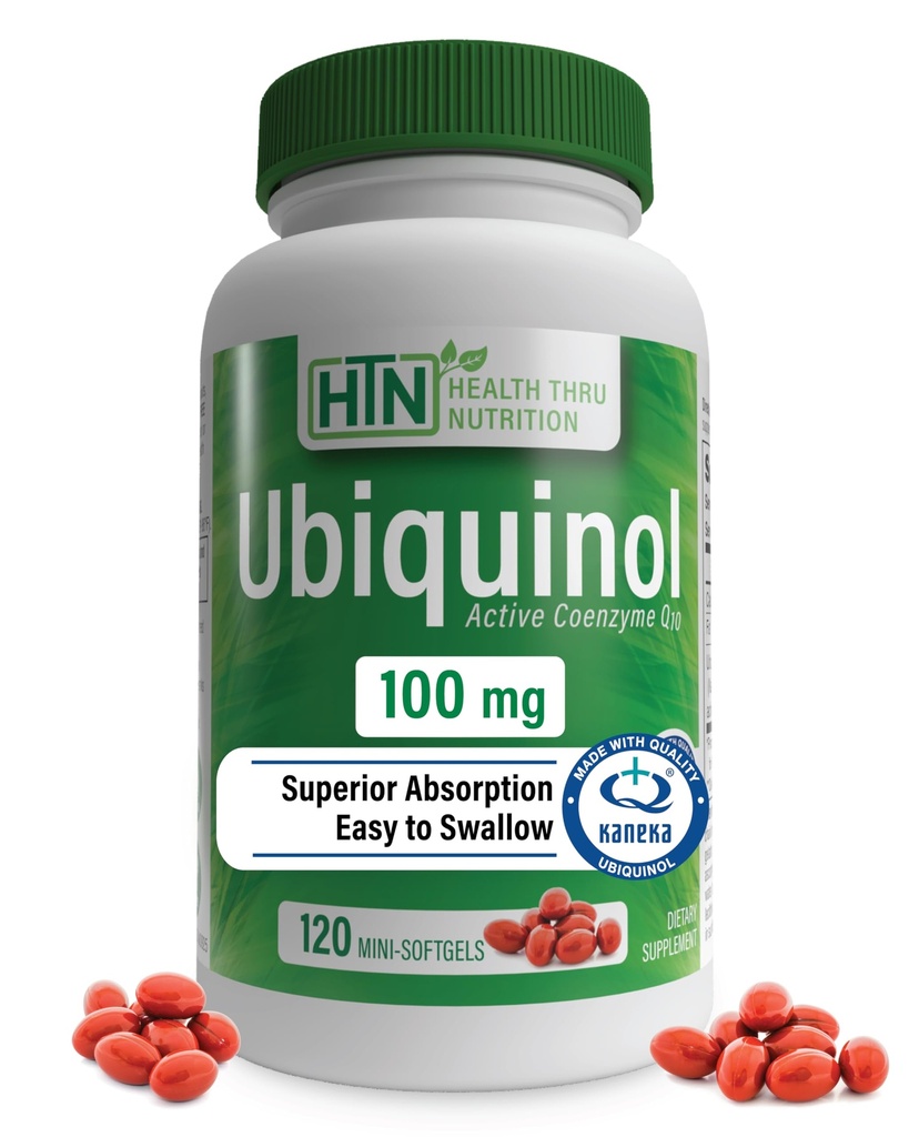 Gesundheit Thru Nutrition Ubiquinol 100mg 120 Mini Softgels als Kaneka QH reduziert CoQ-10 | 3. Partei getestet | Enhanced Bioverfügbarkeit | Herz-Kreislauf- & Mitochondrien Funktionsunterstützung | Non-GMO