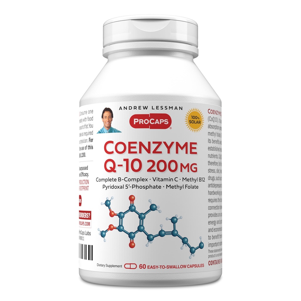 ANDREW LESSMAN Coenzym Q-10 200 mg 60 Kapseln - Essential for Energy Production and Optimum Key Organ Function, Anti-Oxidant Support, Erschöpft von Aging, Plus B-Complex. Einfach zu Swallow Kapseln