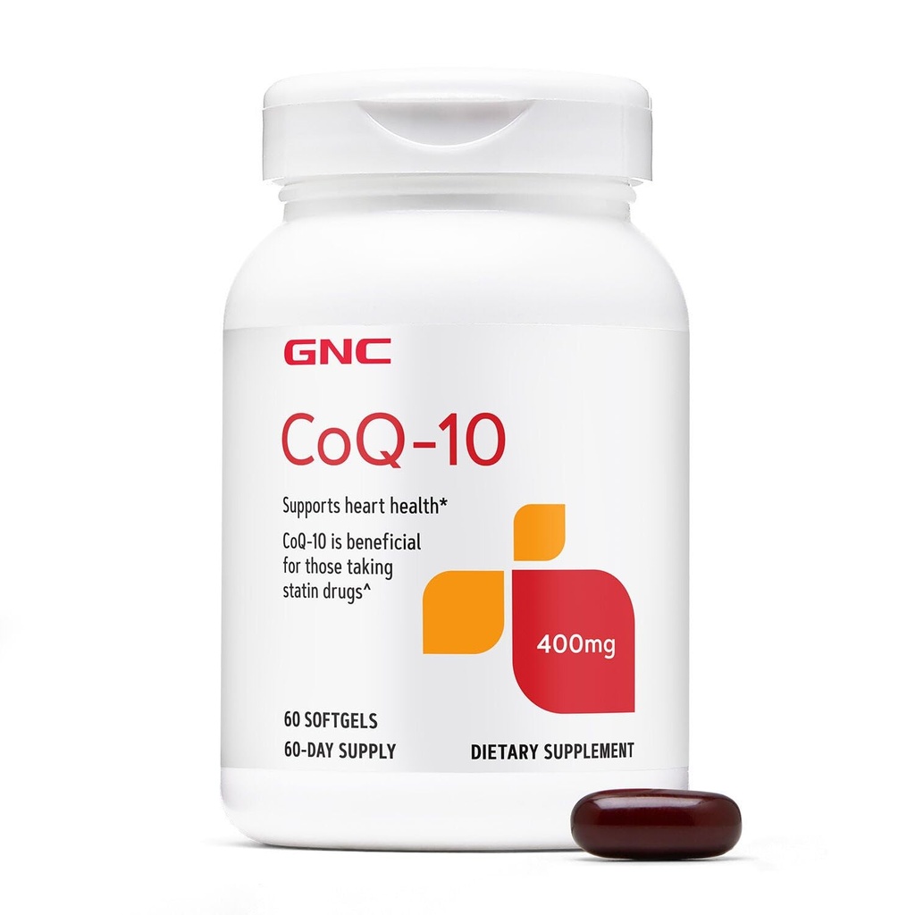 GNC CoQ-10 400mg - Herz-Gesundheit & Cellular Energy Support Nahrungsergänzungsmittel - Antioxidans für gesundes Herz-Kreislauf-System - leicht zu schluckenden Weichgelen - Glutenfrei - 60 Zähler (60 Servietten)