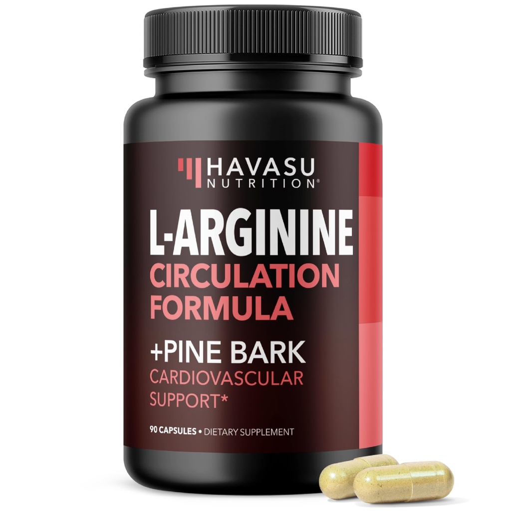 L-Arginin 1800mg und Pine Bark Extrakt 100mg - Nitric Oxid Ergänzung für Männer - Leistungsergänzung für Männer Gesundheit - 90 Count - Ausdauer, Erholung Unterstützung - Vegan, Non-GMO Kapseln