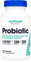 Nutricost Probiotic für Frauen 10 Billion CFU, 120 Kapseln - Komplex mit Acacia Fiber, Uva Ursi & Cranberry Extract, Non-GMO & Gluten Kostenlos