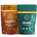 Primal Creatine Pulver + Kollagenpulver Bundle | 2-Pack | Muskelrückgewinnung, Stärke und Leistung| Unflavored, 30 Servierungen Jede