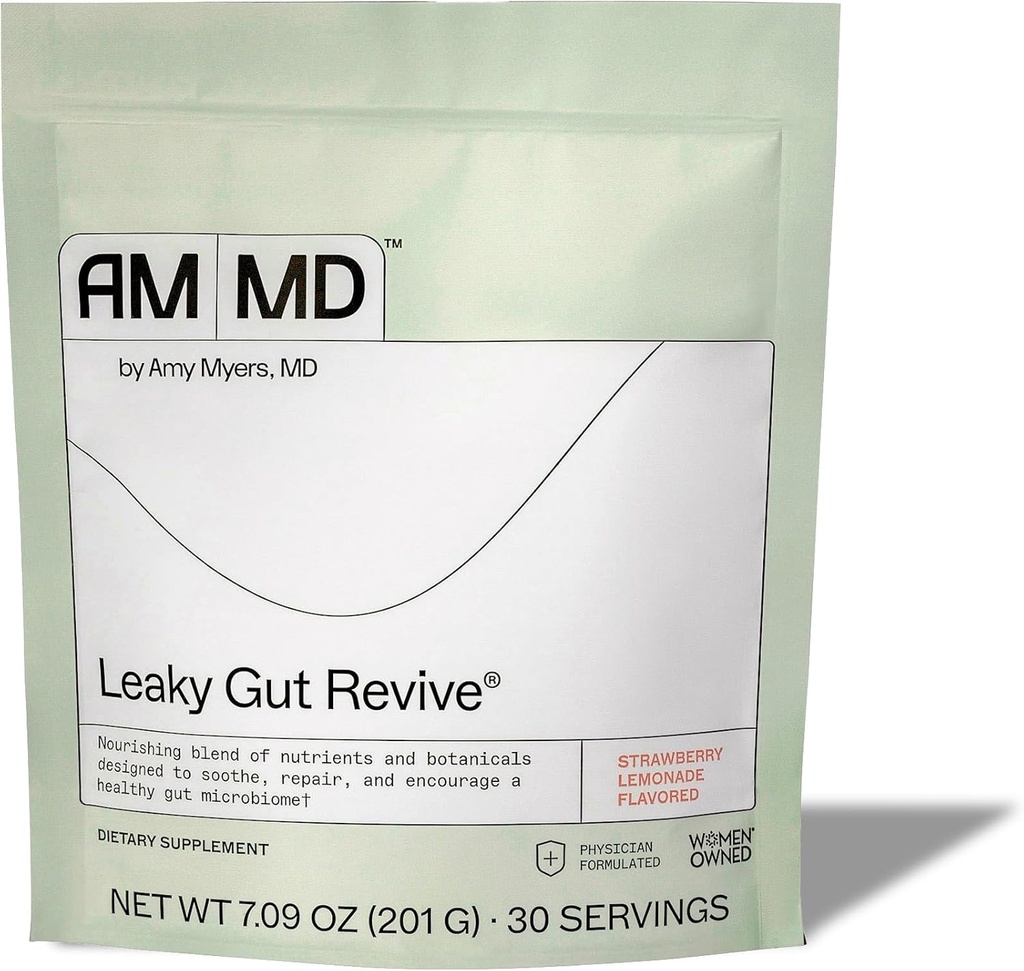 Amy Myers MD Leaky Gut Revive - Gluten-Free & Non-Dairy - Botanical Blend for Healthy Gut Support - GI Health Support with Prebiotic Fiber - Erdbeer-Lemonade, 7.09 Unze (30 Portionen)