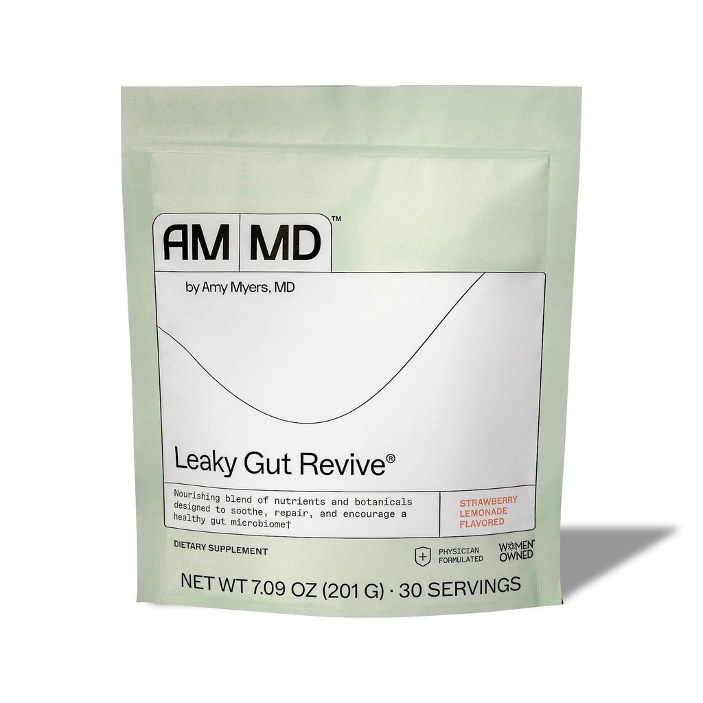 Amy Myers MD Leaky Gut Revive - Sans gluten et sans lait - Blend botanique pour le soutien de la gourde saine - GI Health Support with Prebiotic Fiber - Strawberry Lemonade, 7,09 oz (30 portions)