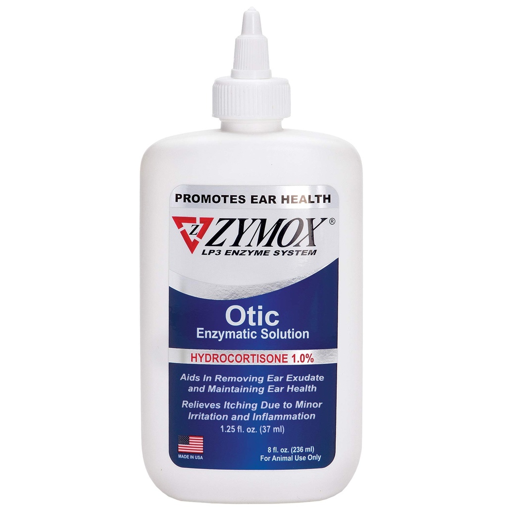 Zymox Otic Enzymatic Lösung für Hunde und Katzen, um Ohr-Infektionen mit 1% Hydrocortison für Itch Relief zu beruhigen, 8oz