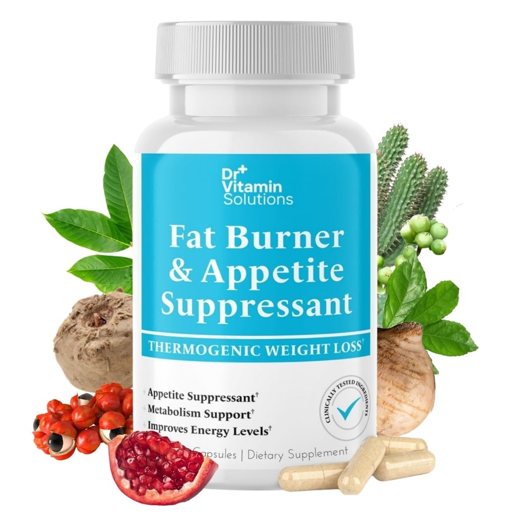 Fat Burner für Damen und Herren - Appetit Suppressant für Gewichtsverlust - Pillen w/Metabolismus Booster Thermogenic Weight Loss Supplement - Chrom, Koffein & Grüner Tee - 30 Kapseln