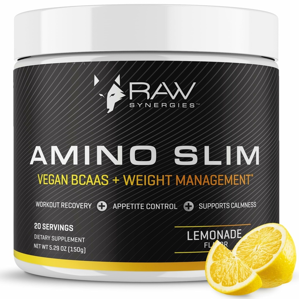 RAW Synergien Amino Slim - Active Lifestyle Supplement for Metabolic & Mindful Eating Support - Muscle & Energy Support - Sugar-Free & Vegan - Lemonade - 20 Servietten
