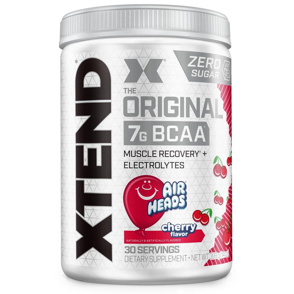 Xtend Original BCAA Pulver, 7g BCAAs und 2,5g L-Glutamin für Muskel-Recovery Hydration und Lean Muscle, Sugar Free Intra and Post Workout Drink mit Elektrolyten, Cherry Airheads, 30 Portionen