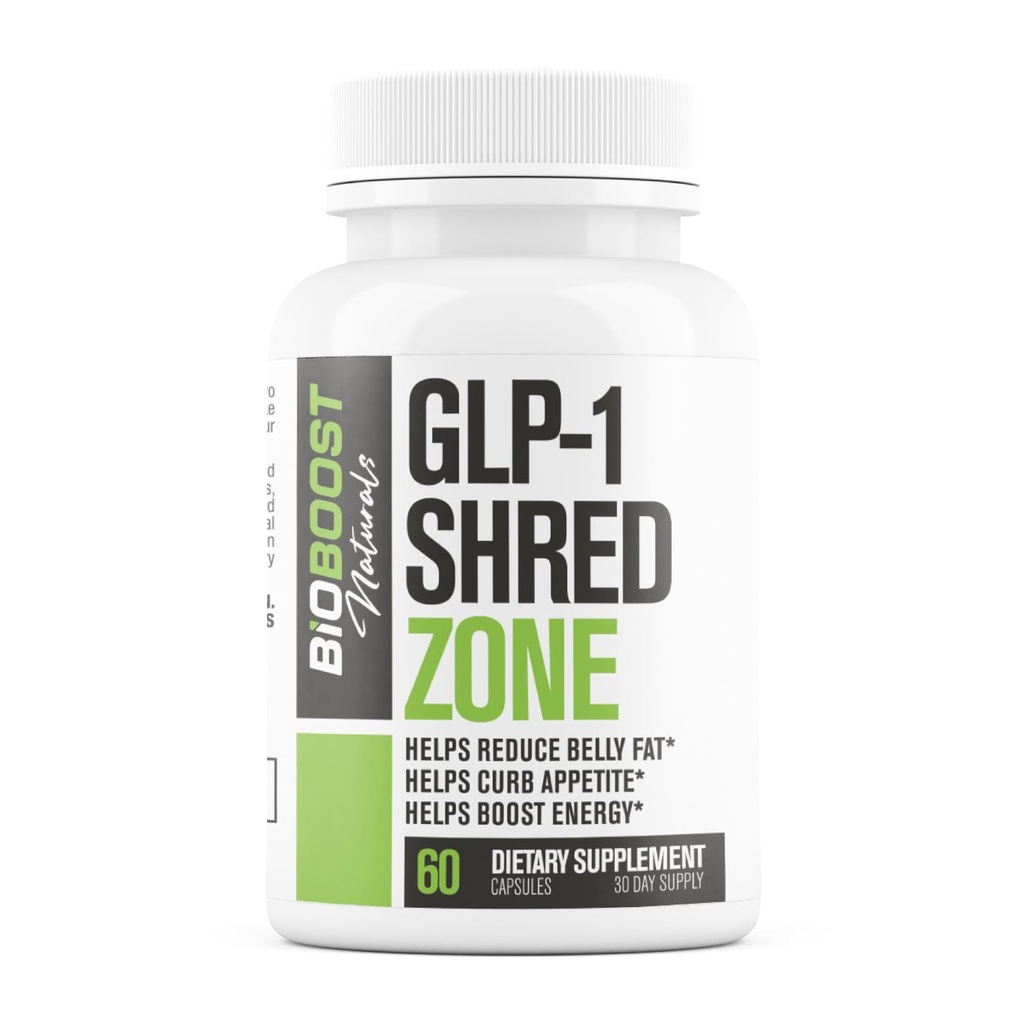 GLP-1 Shred Zone - Weight Loss Pills für Damen und Herren + Appetit Suppressant Support - Unterstützt gesunde Pfade verbunden mit GLP-1 Aktivität - Fat Burner Supplement - 60 Kapseln