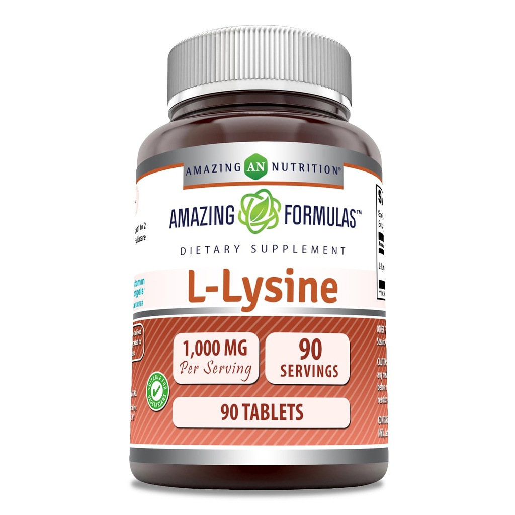 Erstaunliche Formeln L-Lysine 1000mg Aminosäure Tabletten Supplement | Non-GMO | Gluten Free | Made in USA (90 Count)