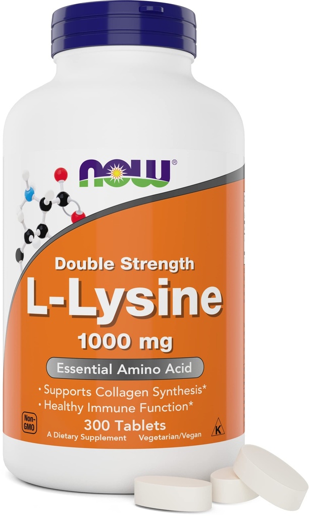 Jetzt Lebensmittel L-Lysine 1000mg - Double Strength - 300 Tabletten - Non-GMO Amino Säure Supplement (Llysine Hydrochlorid)- 1000 mg Tabs - Vegan/Vegetarisch