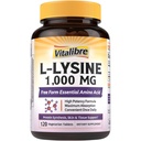 Vitalibre L-Lysine 1000 mg, hohe Potenz L-Lysin HCl, freie Form essentielle Aminosäure, Protein & Collagen Synthese, Immununterstützung, maximale Absorption, Vegan, 120 Tabletten
