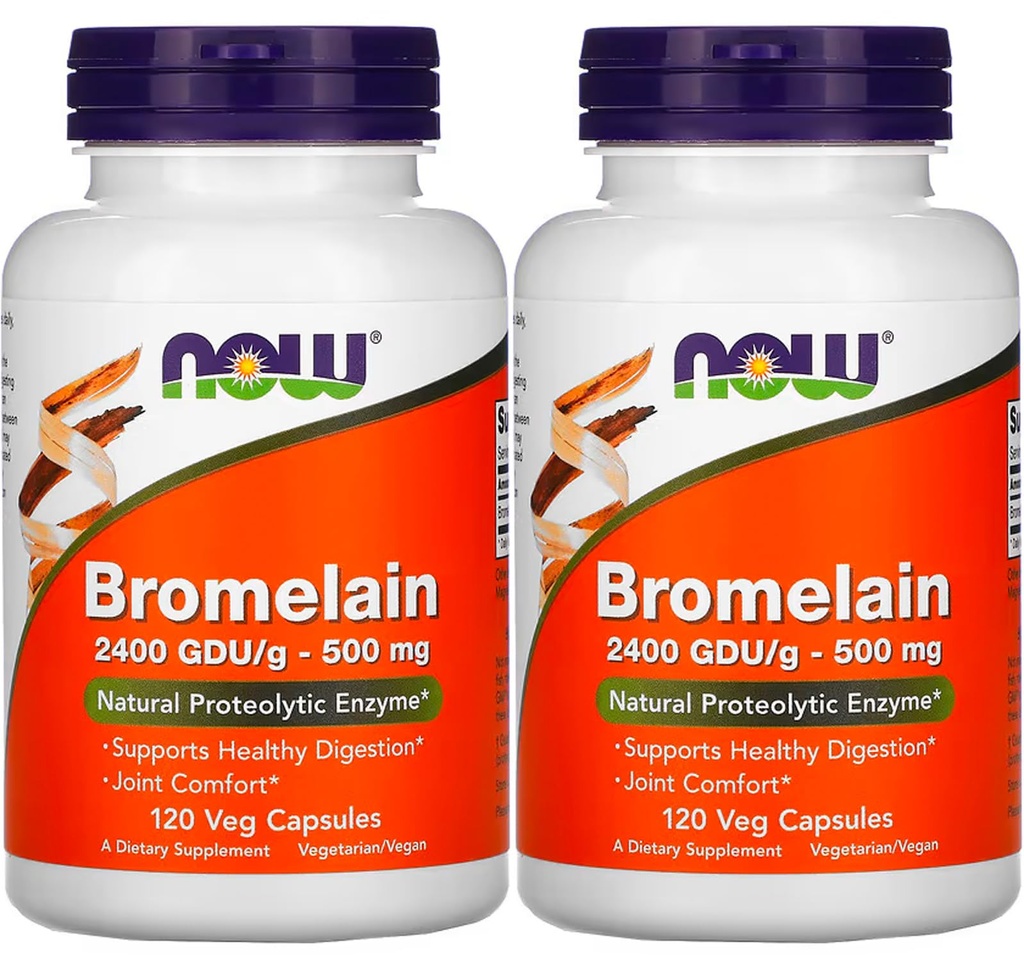 Now Foods Bromelain 2400Gdu/500mg, 120 Capsules de Veg (paquet de 2)