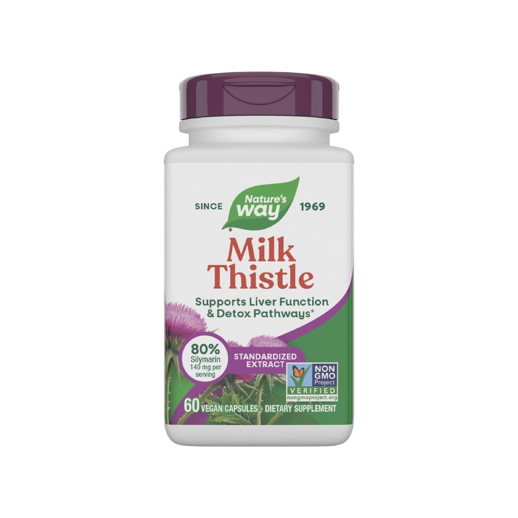 Nature's Way Thistle de lait, soutient la fonction hépatique et le foie Detox Pathways*, 175 mg Extrait de graines de chardon de lait normalisé à 80% Silymarin par portion, végétalien, 60 capsules (paquetage May Vary)