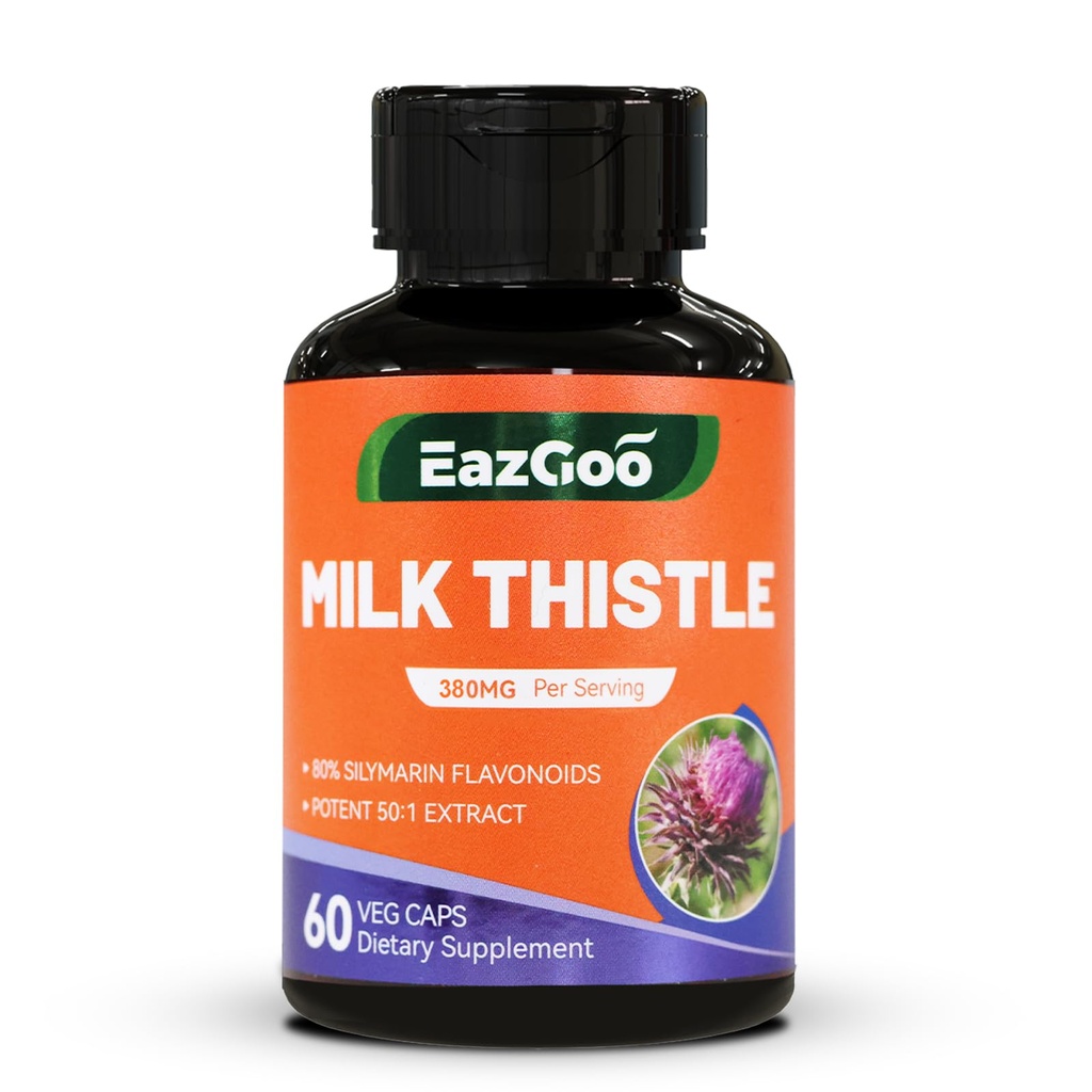 Milk Thistle Supplement,60 Kapseln, Leberunterstützungsergänzung, Vegan, Non-GMO