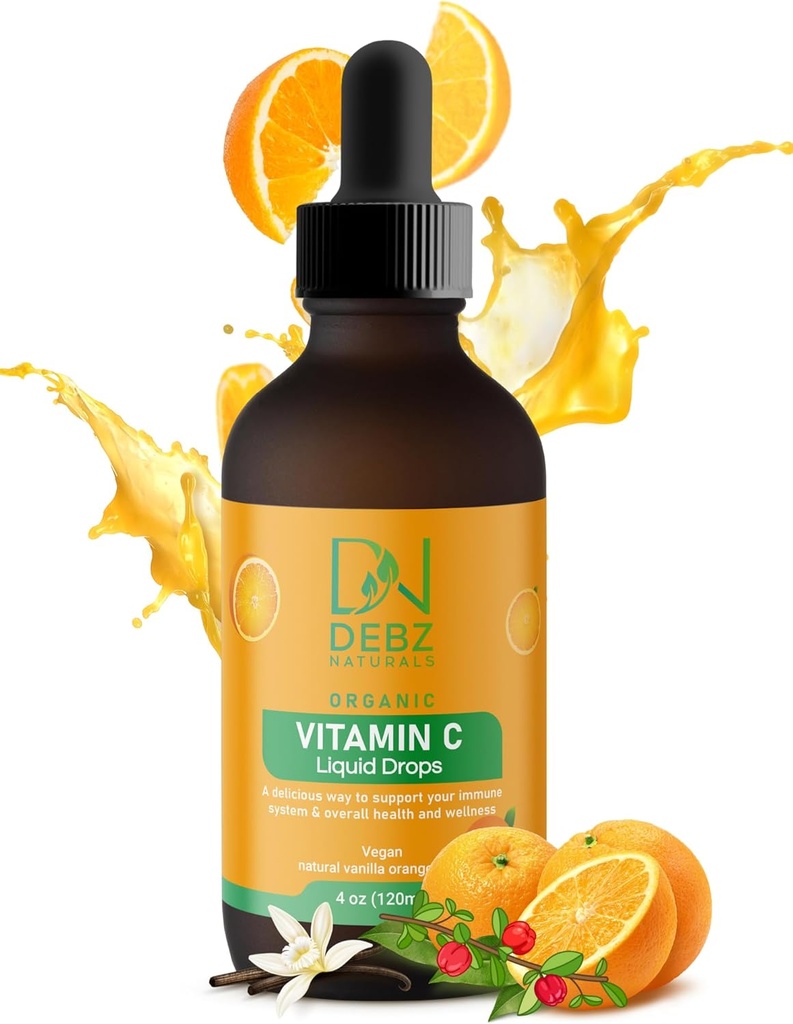 Organische flüssige Vitamin C Tropfen - Immununterstützungsergänzung - Vegan - Made in USA - 4 Unze - Günstig - Tasty