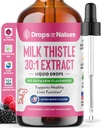 Lait Thistle Drops with 80% Silymarin Flavonoïdes – Vegan, Non-OGM, Absorbation rapide – Facilement mélanger avec des boissons – Supplément de chardon pour le foie, soins immunitaires et antioxydants (Berry mixte, 60 mL)