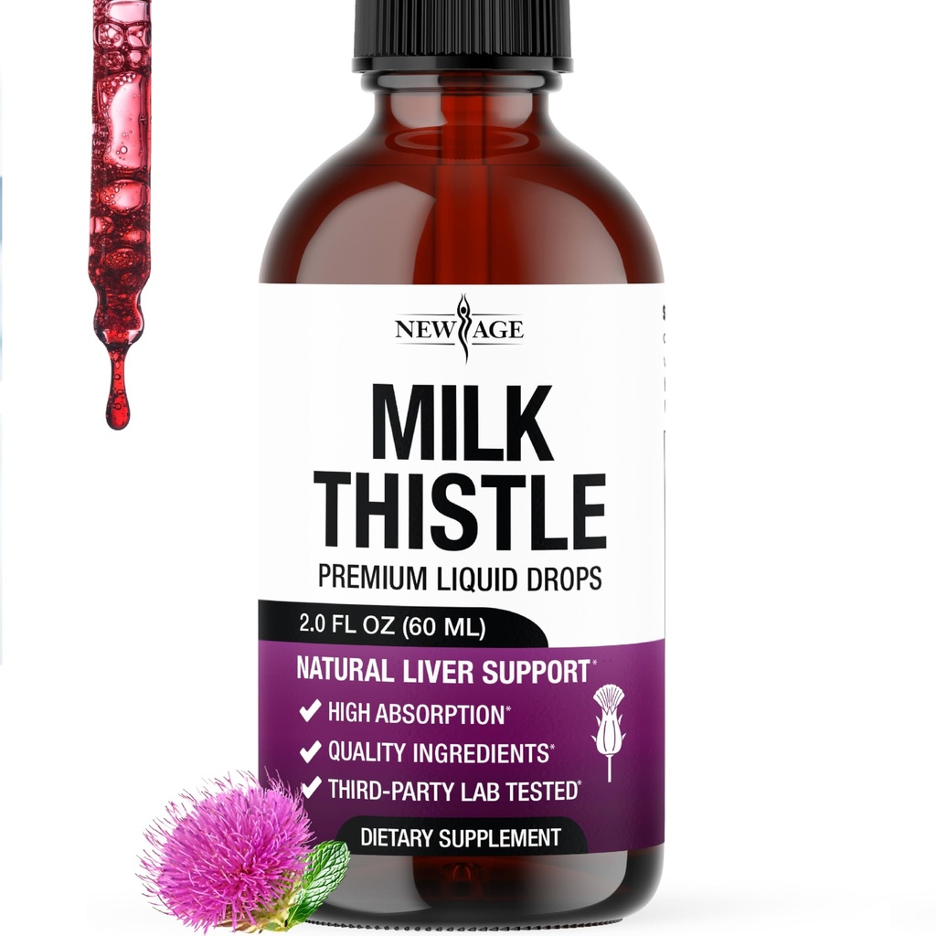 Milchdistel flüssige Tropfen – Alle natürlichen Milchdistelextrakt mit Silymarin – Hohe Absorption – Non-GMO, Glutenfrei – 2 oz