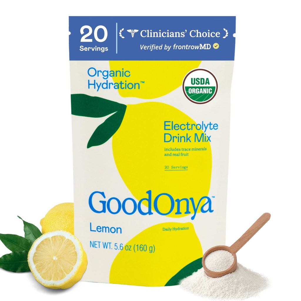 GOODONYA Organic Hydration Electrolyte Drink Mix, Certified Organic Hydration Powder, Non-GMO, Biochecked Glyphosate Free, Low Sugar, Lemonade Flavor, keine künstlichen Aromen, 20 Servierungen