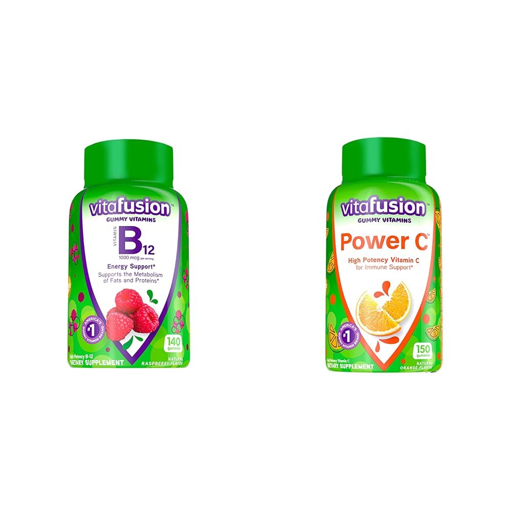 Vitafusion Vitamin B12 Gummy Vitamine 140 Count & Power C Vitamin C Gummis 150 Count