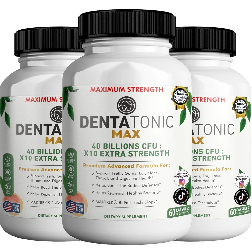 Denta Tonic Max Probiotic Supplement, 40 Billion CFU, 60 Kapseln, unterstützt Mund- und Verdauungsgesundheit (3)